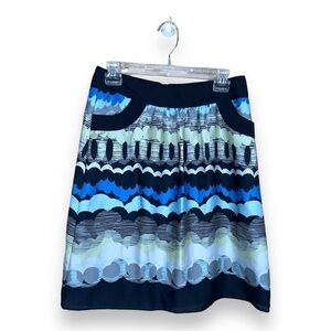 SIZE 2 APOSTROPHE ALINE SKIRT LINED COLORFUL  BLUE GREEN BLACK